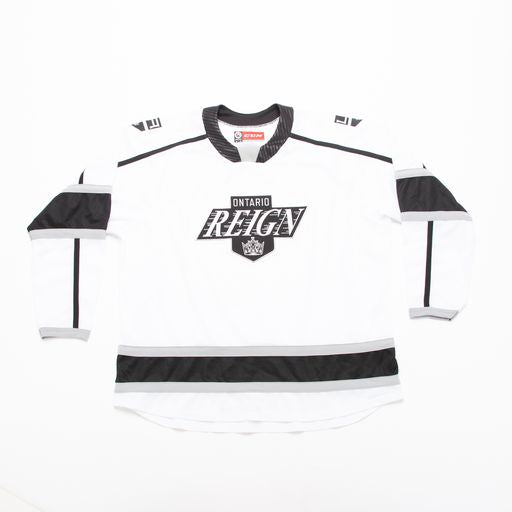 Ontario Reign Game Used White Practice Jersey 58 DP33567