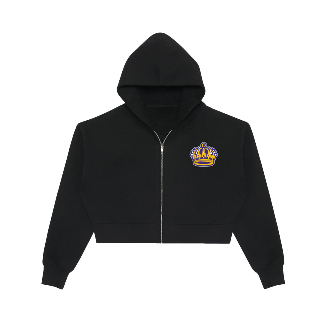 Crown Wordmark Womens Crop Zip Hood
