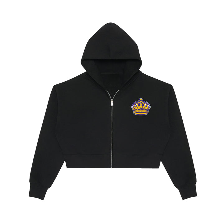 Crown Wordmark Womens Crop Zip Hood