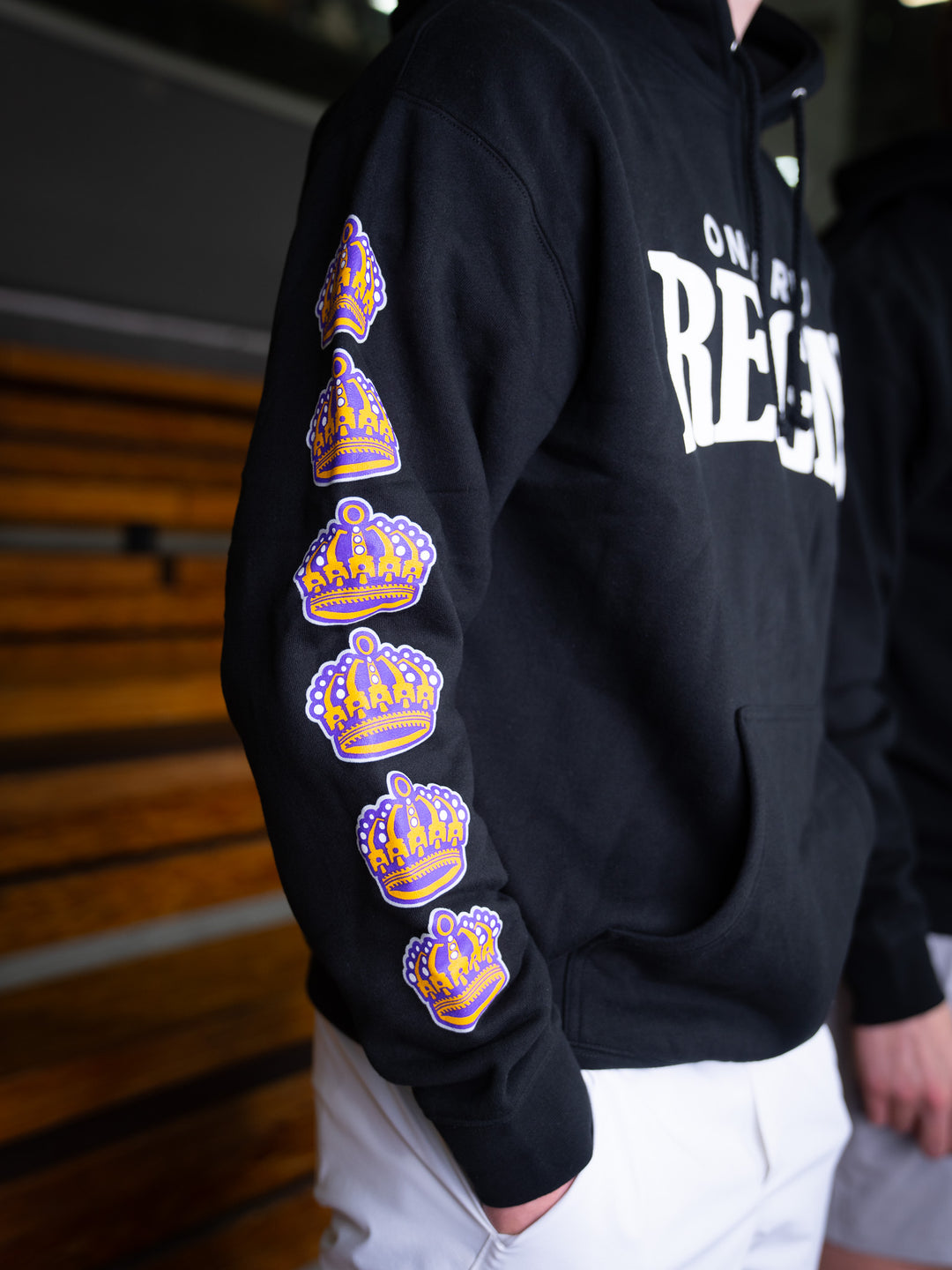 Wordmark Crown Arms Pullover Hood